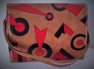 True 1930 ' s Museum Piece Pure Art Deco Leather Clutch Bag. 2