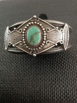 Vintage Navajo sterling silver turquoise UITA 26 cuff bracelet,  marked 2