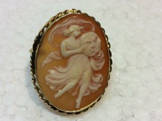 Antique Vintage Victorian? Art Deco? 14k Pin/brooch/pendant W Carved Shell Cameo