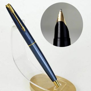 Vintage Parker 45 Coronet Fountain Pen Metallic Blue Barrel 14k Gold B Nib