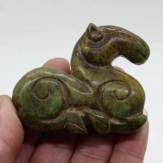 Chinese Collectibles,  Jade hand - carved,  The ancient horse pendant statue H45 2