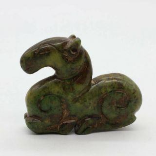 Chinese Collectibles,  Jade hand - carved,  The ancient horse pendant statue H45 4