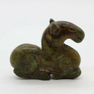 Chinese Collectibles,  Jade hand - carved,  The ancient horse pendant statue H45 5