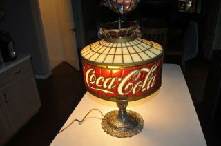 Vintage Coca - Cola Tiffany Style Plastic Lamp Shade 14 Inches Wide 22 In High 6