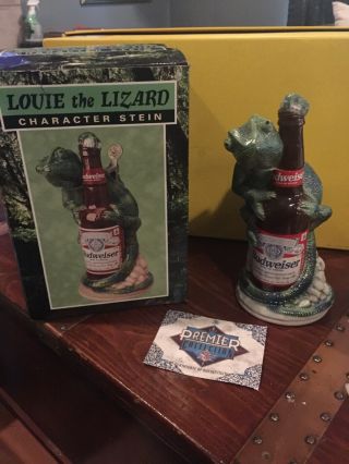 Vintage Anheuser Busch Budweiser Character Louie The Lizard Stein Cs344 Signed