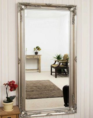 Medium Silver Shabby Floor Wall Mirror Antique Chic Leaner Mirrors 27 x 37 cm 4