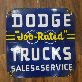 Dodge Trucks Vintage Porcelain Sign 12 X 12 Inches