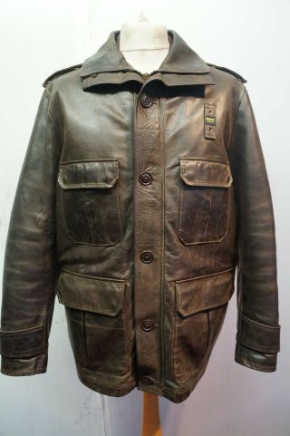 Awesome Vintage Blauer Usa Leather Antique Brown Field Jacket Size L