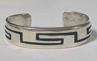 Rare VTG Native Cochiti Pueblo JOE QUINTANA Silver Overlay Bracelet 6