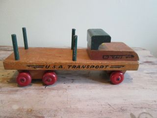 Antique Vintage Cass Toys Wooden Transport Truck Made In Usa