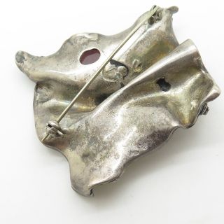 Vtg 925 Sterling Silver 14k Gold Amethyst Gemstone Modernist Pin Brooch 2