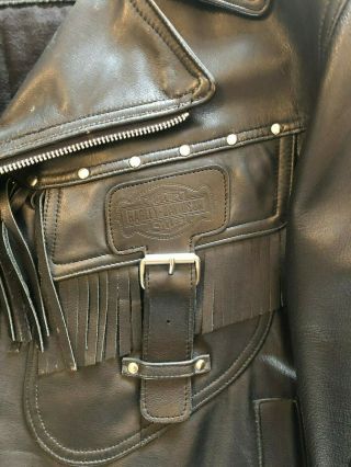 Harley Davidson Men’s Black Fringed Leather Motorcycle Jacket 2