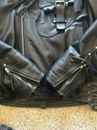 Harley Davidson Men’s Black Fringed Leather Motorcycle Jacket 4