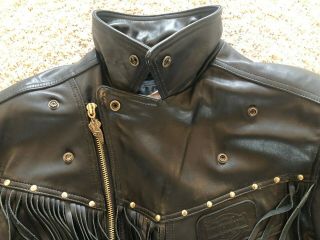 Harley Davidson Men’s Black Fringed Leather Motorcycle Jacket 5