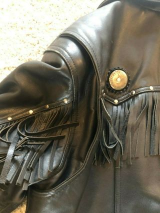 Harley Davidson Men’s Black Fringed Leather Motorcycle Jacket 6