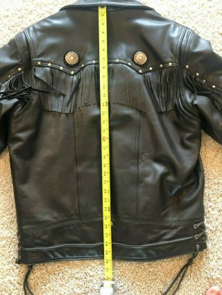 Harley Davidson Men’s Black Fringed Leather Motorcycle Jacket 8