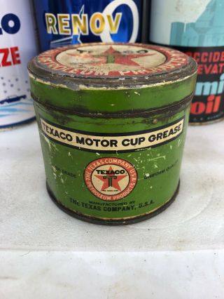 Vintage Texaco Texas Cup Grease Early Metal Motor Oil Can 3