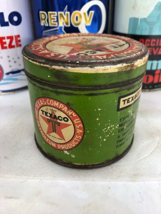 Vintage Texaco Texas Cup Grease Early Metal Motor Oil Can 5