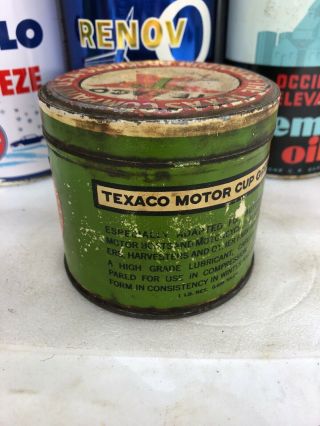 Vintage Texaco Texas Cup Grease Early Metal Motor Oil Can 6