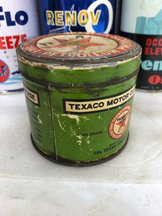 Vintage Texaco Texas Cup Grease Early Metal Motor Oil Can 8