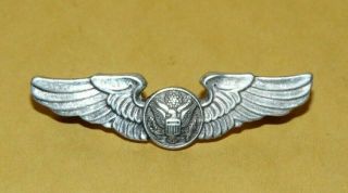 VTG WWII STERLING SILVER UNITED STATES US ARMY AIR FORCE AIR CREW WINGS PIN BACK 2