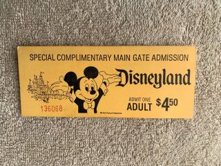 Vintage Disneyland Special Complimentary Main Gate Admission Ticket