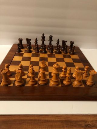 Vintage Drueke Complete Chess Set Chessboard & Case 3.  75” King