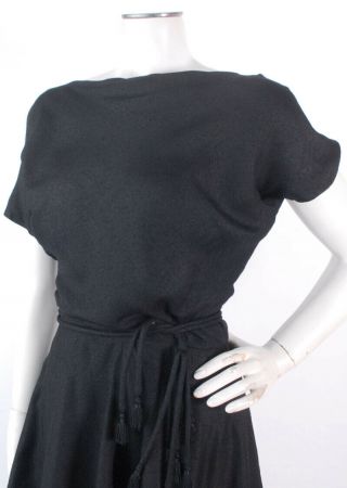 Vintage 50s Gorgeous Detailed Black Slubbed Silk Party Dress by HELEN Rose 3