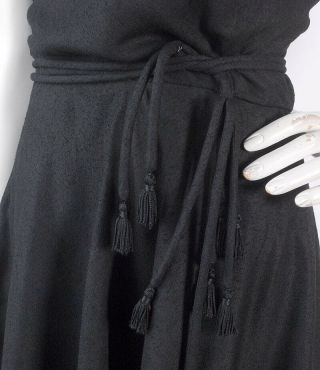 Vintage 50s Gorgeous Detailed Black Slubbed Silk Party Dress by HELEN Rose 4