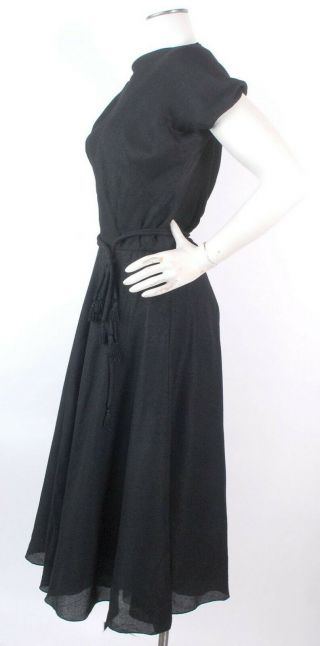Vintage 50s Gorgeous Detailed Black Slubbed Silk Party Dress by HELEN Rose 5