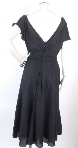 Vintage 50s Gorgeous Detailed Black Slubbed Silk Party Dress by HELEN Rose 6
