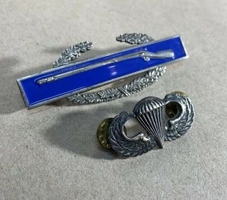 Wwii - Vietnam Us Army Paratrooper Airborne D22 1/20 Silver F.  Jump Wings And Cib