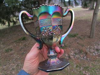 Fenton Orange Tree Antique Carnival Art Glass Loving Cup Blue One