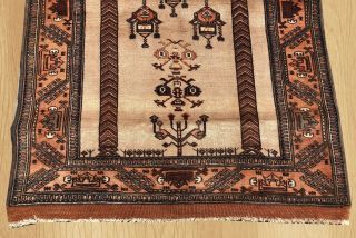 Hand Knotted Vintage Afghan Kabuli Silk Prayer Wool Area Rug 4 x 3 Ft (1515) 4