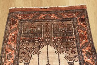 Hand Knotted Vintage Afghan Kabuli Silk Prayer Wool Area Rug 4 x 3 Ft (1515) 6