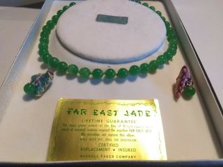 Miriam Haskell Far East Jade Necklace With Earrings