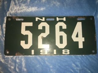 Vintage 1918 Hampshire Porcelain License Plate Tag 5264