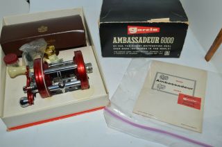 Vintage Abu Ambassadeur 6000 Bait Casting Fishing Reel W/case & Bottles