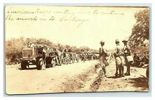 Vintage Postcard Rppc U.  S.  Marine Troops Marching In Santo Domingo And Haiti C16