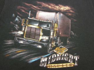 Vtg 80s 3d Emblem Truckers Only Midnight Hauler 50/50 Tee T - Shirt Black Medium ?