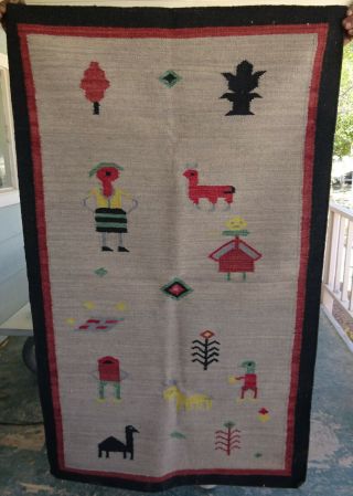 Vintage Native American Indian Navajo Rug Blanket Folk Art Master 60 " X 36 "