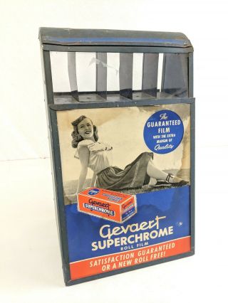 Vintage Metal Glass Gevaert Superchrome Film Counter Display Photography Camera