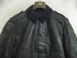 VINTAGE AKTAGETSKIN 40 ' s POST WW2 SWEDISH ARMY OFFICERS LEATHER JACKET SIZE L 2