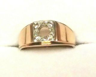 Vintage 18k & 14k Gold Ring Setting,  6.  90 Grams,  Size 9,  No Stone,  Good Or Scrap