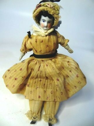 Antique Germany China Head On Cloth Body 6 " Miniature Dollhouse Doll