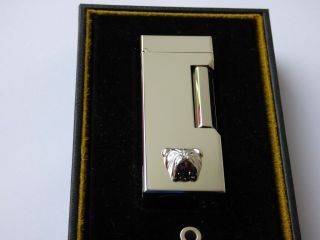 Rare Sample Dunhill Generation Lighter 3d Bulldog - Mirrored Palladium - Boxed