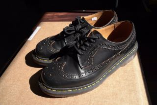Vintage Dr Martens 3989 Mens Shoes Us 10 Black Leather Wing Tip England