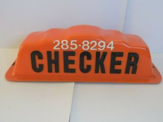 Vintage " Checker " Taxi Cab Roof Top Orange Sign With Raised Letters & Numbers