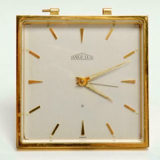 Vintage Mid Century Angelus Swiss 8 Day Alarm Clock 15 Jewels