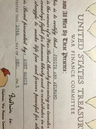 1945 U S Treasury War Bond Certificate By Walt Disney Character Border 5